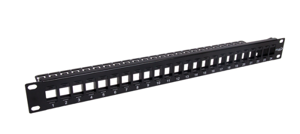 CCAS-PAEM-24 Panel niewyposażony 19" 1U 24 porty, czarny