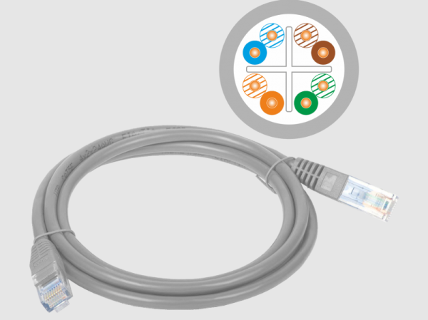 KKU6SZA3 Patch-cord U/UTP kat.6 PVC 3.0m szary