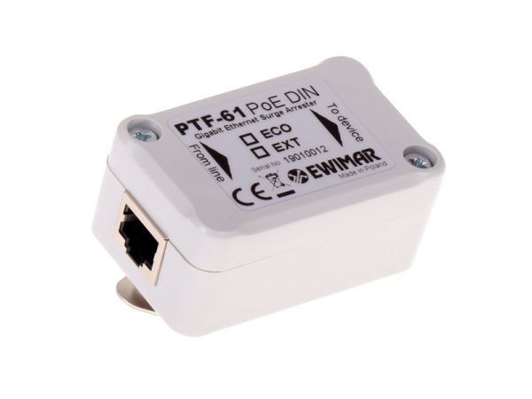 PTF-61-ECO/PoE/DIN 1-kanałowe zabezpieczenie przeciwprzepięciowe serii ECO z ochroną PoE do instalacji Gigabit na szynę