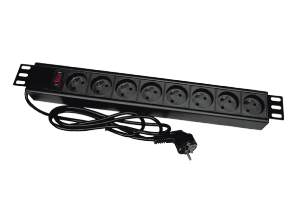 PZ081U Listwa zasilająca 19" gniazdo 8 x CEE 7/5 wtyk CEE 7/7 z wyłącznikiem